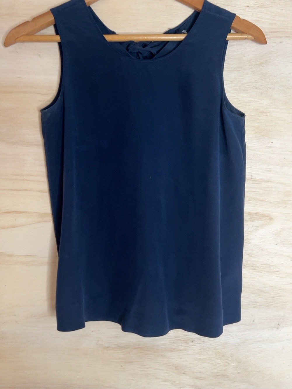 Madewell 100% Silk Navy Tie Back Sleeveless Top XS